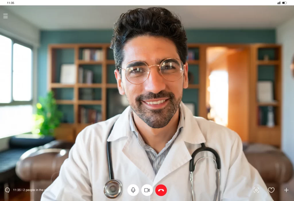 doctor on a video call with a patient utc